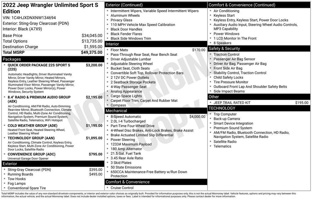 2022 Jeep Wrangler Unlimited Sport S