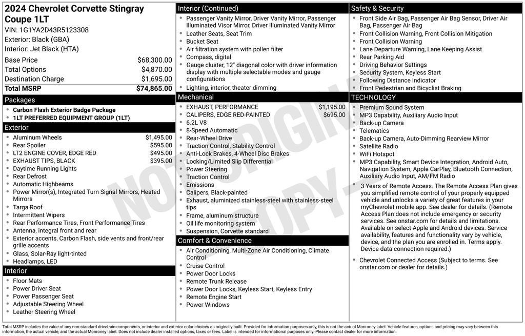 2024 Chevrolet Corvette Stingray 1LT