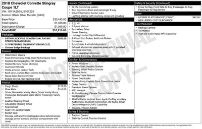 2018 Chevrolet Corvette Stingray 1LT