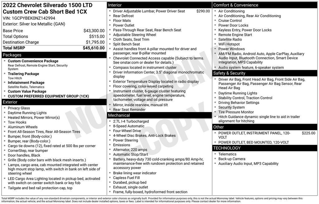 2022 Chevrolet Silverado 1500 LTD Custom