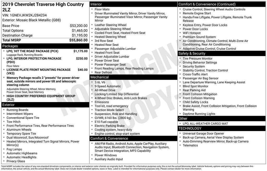 2019 Chevrolet Traverse High Country