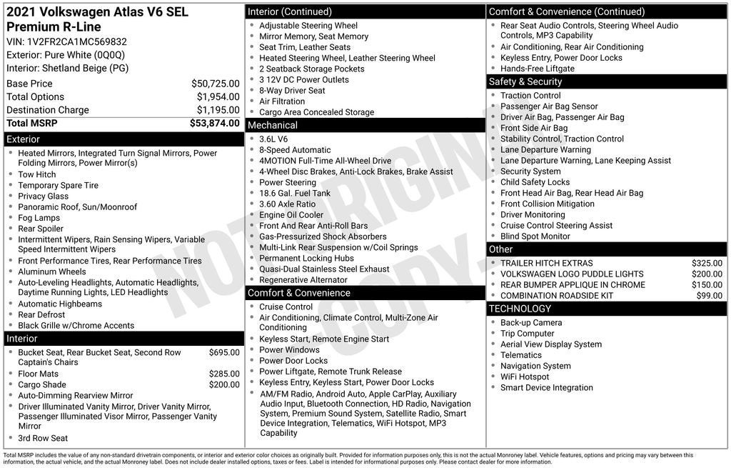 2021 Volkswagen Atlas 3.6L V6 SEL Premium R-Line