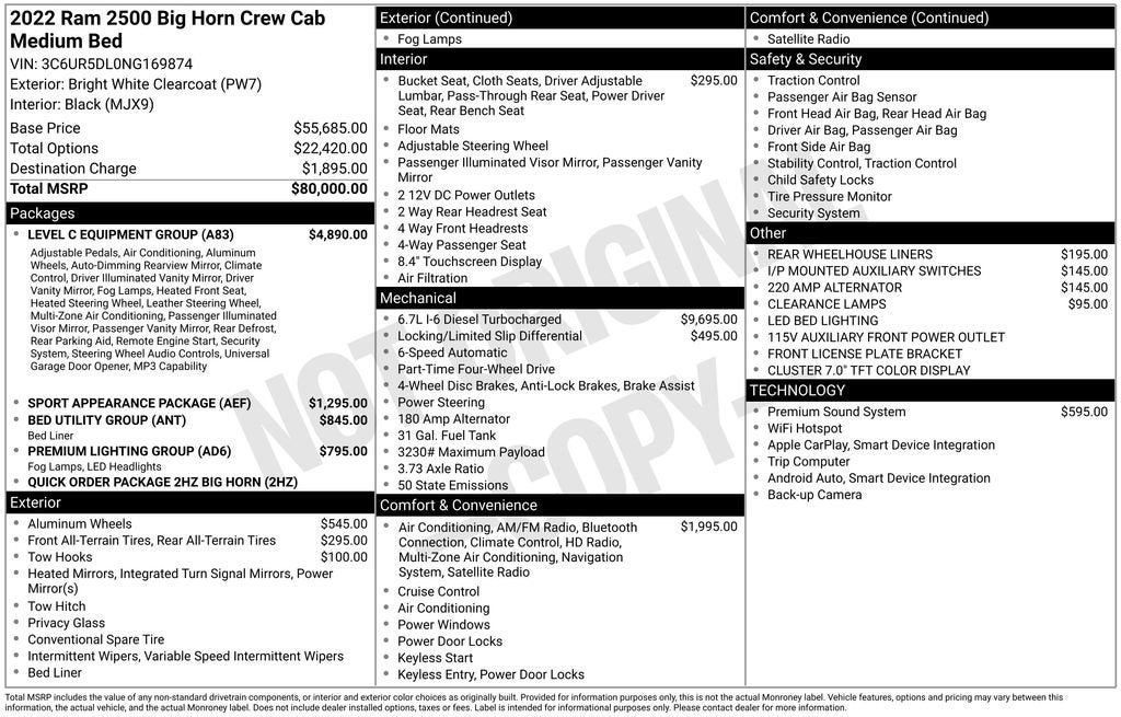 2022 RAM 2500 Big Horn Crew Cab 4x4 6'4" Box
