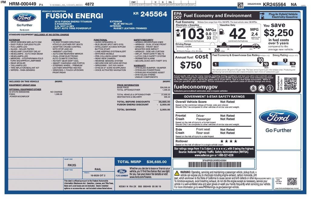 2019 Ford Fusion Energi Titanium