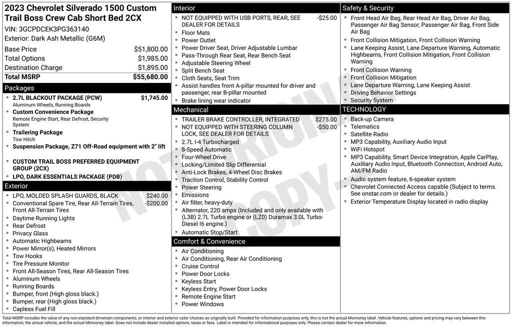 2023 Chevrolet Silverado 1500 Custom Trail Boss