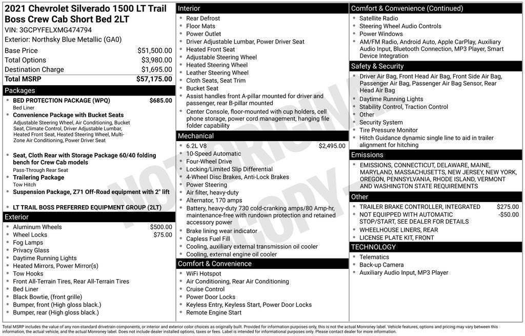 2021 Chevrolet Silverado 1500 LT Trail Boss