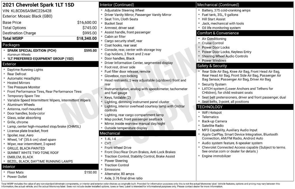 2021 Chevrolet Spark 1LT